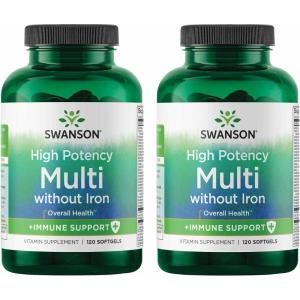 Swanson Multi Without Iron Multivitamin Health Supplement Iron-Free Formula 120 Softgels Sgels (2 Pack)(2)