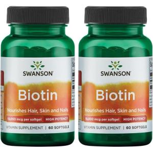 Swanson Super Strength Biotin Vitamin 10000 mcg 60 Sgels(60 Count (Pack of 2))