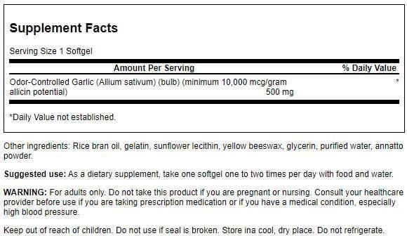 imageSwanson Garlic 500 Milligrams 60 Sgels