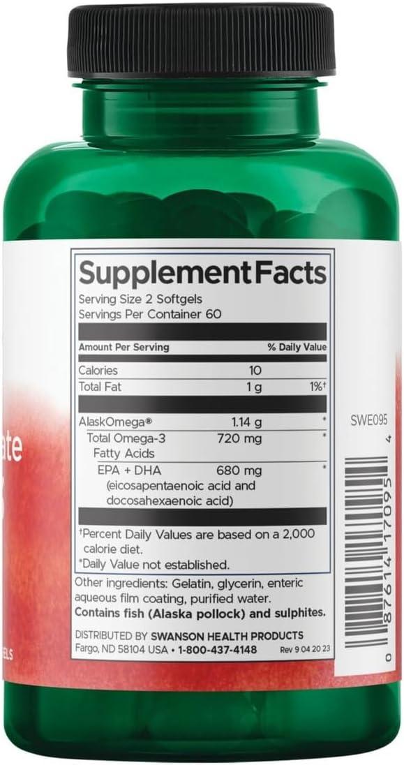 imageSwanson High Concentrate Omega3 Fish Oil  Essential Fatty Acids  120 Softgels 680mg Each