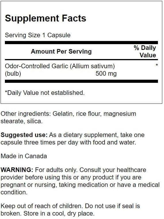 imageSwanson OdorControlled Garlic 500 Milligrams 200 Capsules