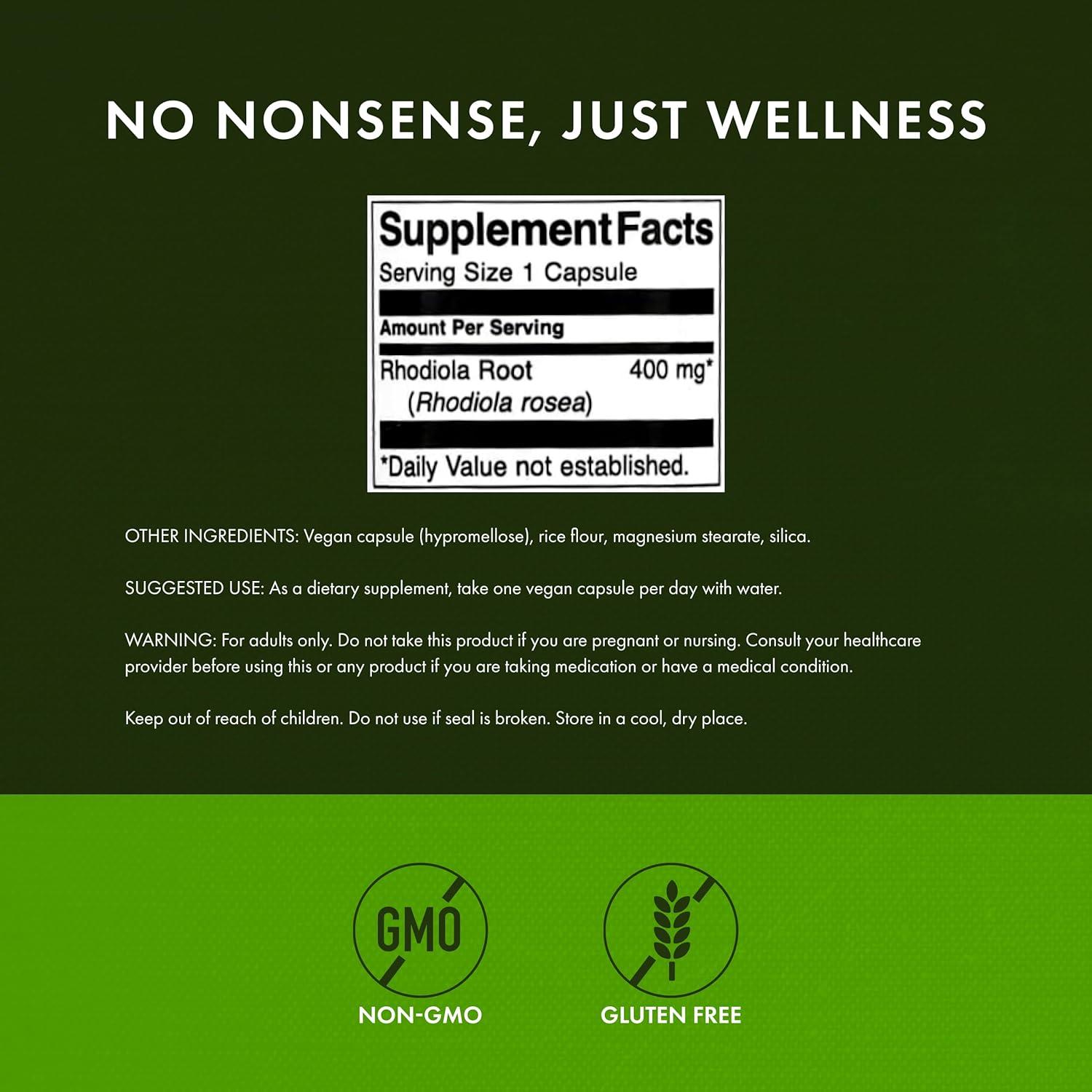 imageSwanson Rhodiola Rosea Root  Adaptogenic Herb Supplement Promoting Mood Balance amp Stress Support  Natural Formula for Energy Support  100 Capsules 400mg Each 2 Pack100 Count Pack of 2