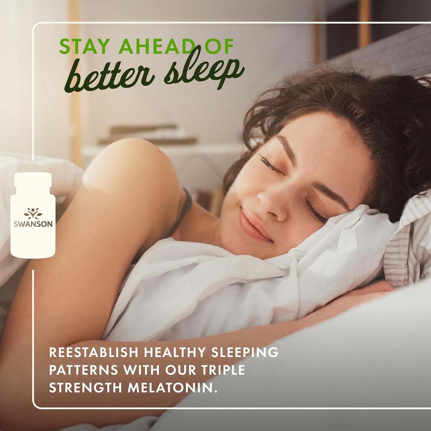 imageSwanson Triple Strength Melatonin  Natural Sleep Support for Disrupted Sleep Cycles  60 Capsules 10mg Each60 Count Pack of 1