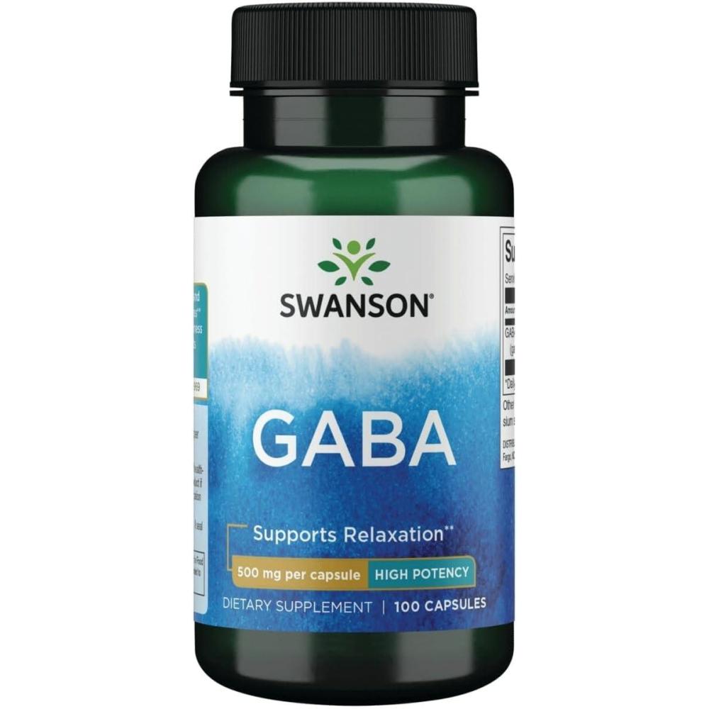 imageSwanson GABA  Amino Acid Supplement Promoting Calm amp Relaxation to Support Restful Sleep  High Potency Formula to Support Healthy Stress Levels  100 Capsules 500mg Each100 Count Pack of 1