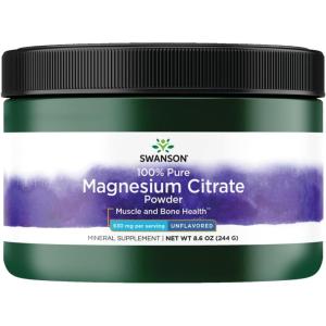 Swanson 100% Pure Magnesium Citrate Powder – Unflavored 630 mg 8.6 oz Pwdr