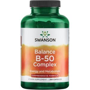 Swanson B-50 B-Complex – High-Potency B Vitamin Complex for Immune, Heart, and Nervous System Support – 250 Capsules