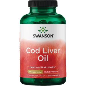 Swanson Cod Liver Oil – Wellness Supplement Promoting Bone, Skin Health, Vision Support & Immune System Function – Natural Formula with High Absorption Vitamin A – (250 Softgels, 700mg Each)