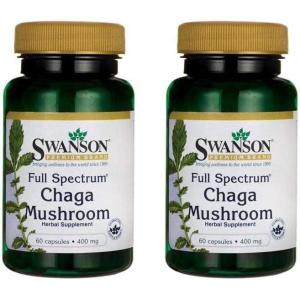 Swanson Full Spectrum Chaga Mushroom Antioxidant Immune Support 400 Milligrams 60 Capsules 2 Pack
