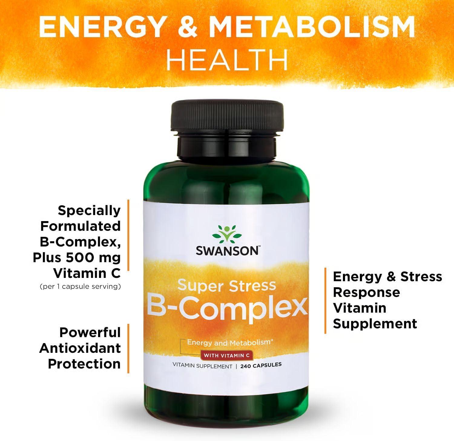 imageSwanson Super Stress BComplex Vitamin Supplement Formula for Healthy Energy Levels 240 Capsules2