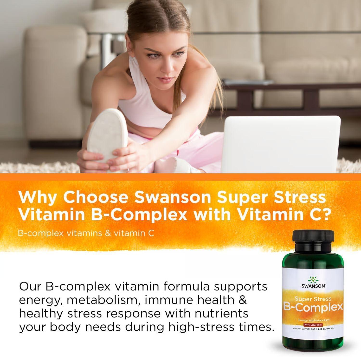 imageSwanson Super Stress BComplex Vitamin Supplement Formula for Healthy Energy Levels 240 Capsules2