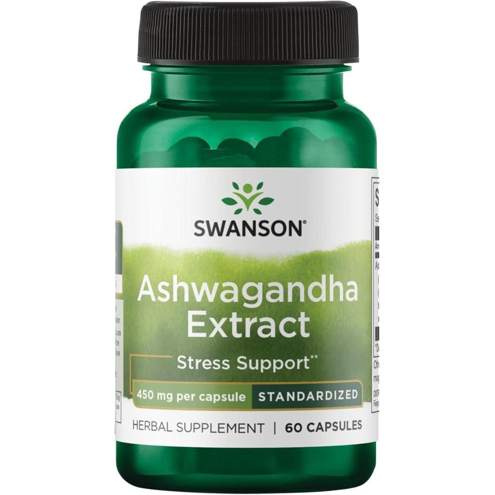 imageSwanson Ashwagandha Extract  Natural Supplement Promoting A Healthy Stress Response Energy Support amp Nervous System Health  Ayurvedic Supplement for Natural Wellness  60 Capsules 450mg Each60 Count Pack of 1