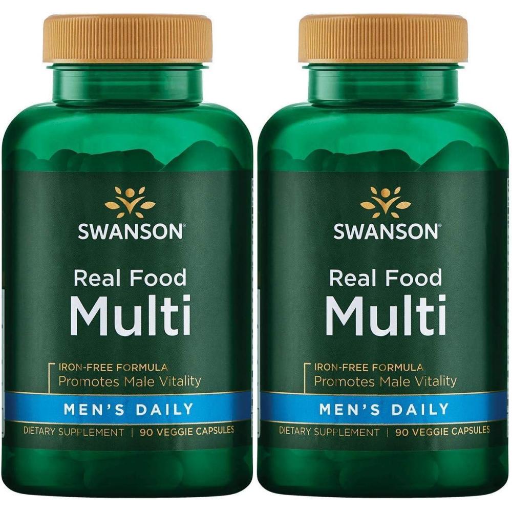 imageSwanson Real Food Multi Mens Multivitamin Multimineral Mens Health Prostate Stress Response Bladder Supplement Vegan GlutenFree NonGMO 90 Veggie Capsules Veg Caps 2 Pack