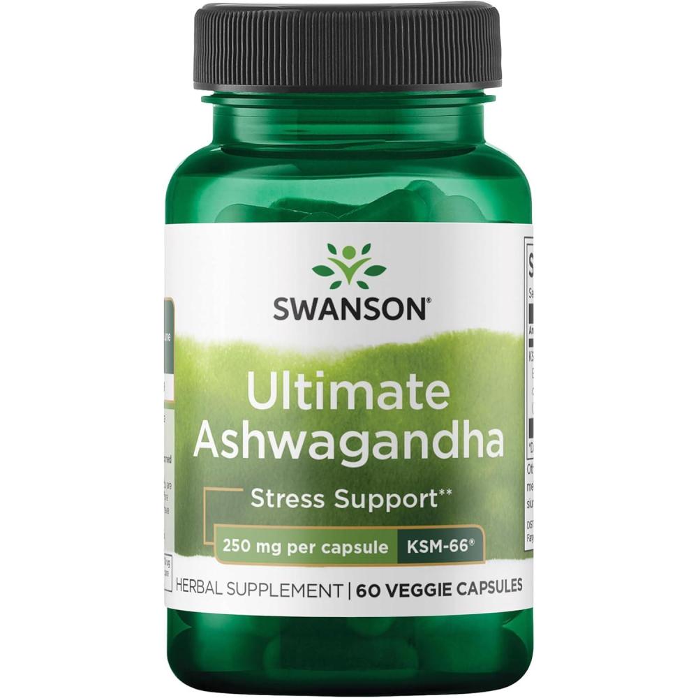 imageSwanson Ultimate Ashwagandha KSM66 Herbal Supplement Supporting Healthy Stress Levels amp Relaxation Natural Formula to Promote a Calm amp Relaxed Mindset 60 Veggie Capsules 250mg Each60 Count Pack of 1