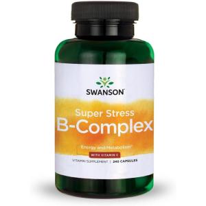 Swanson Super Stress B-Complex – Vitamin Supplement – Formula for Healthy Energy Levels – (240 Capsules)(1)