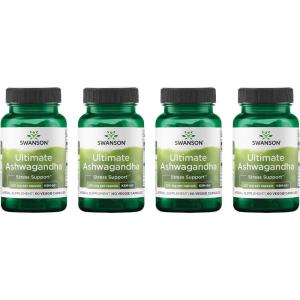 Swanson Ultimate Ashwagandha KSM-66 – Herbal Supplement Supporting Healthy Stress Levels & Relaxation – Natural Formula to Promote a Calm & Relaxed Mindset – (60 Veggie Capsules, 250mg Each)(60 Count (Pack of 4))