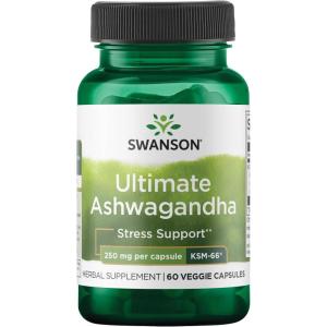 Swanson Ultimate Ashwagandha KSM-66 – Herbal Supplement Supporting Healthy Stress Levels & Relaxation – Natural Formula to Promote a Calm & Relaxed Mindset – (60 Veggie Capsules, 250mg Each)(60 Count (Pack of 1))