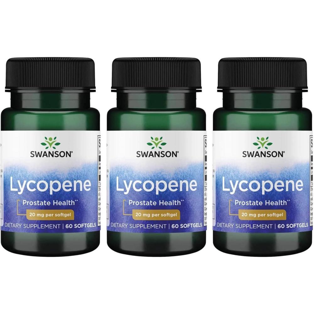 imageSwanson LycopeneNatural Mens Health Supplement Promoting Prostate amp Heart Health Supports Blood Pressure Within a Normal Range 60 Softgels60 Count Pack of 3