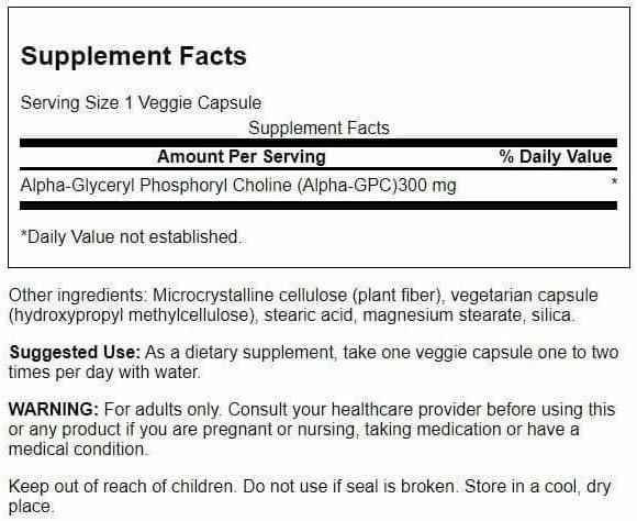 imageSwanson AlphaGpc Alpha Glycerophosphocholine 300 Milligrams 60 Veg Capsules60 Count Pack of 1