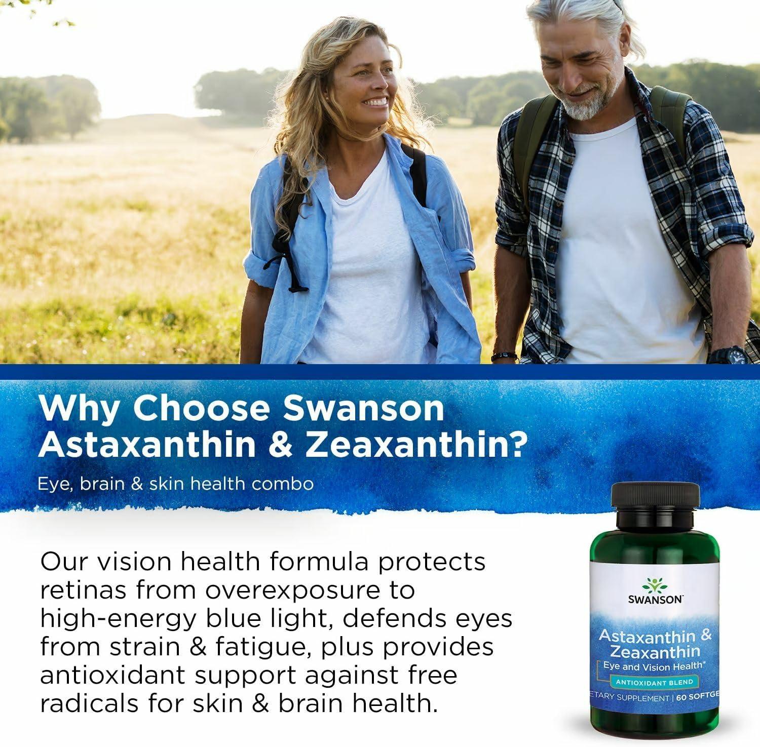 imageSwanson Astaxanthin amp Zeaxanthin Eye Vision Brain Skin Health Antioxidant Support Supplement Astaxanthin 4 mg amp OmniXan Zeaxanthin 4 mg 60 Softgels Sgels60 Count Pack of 2