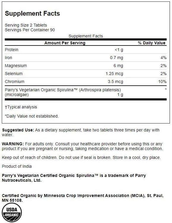 imageSwanson Certified Organic Spirulina 500 Milligrams 180 Tabs