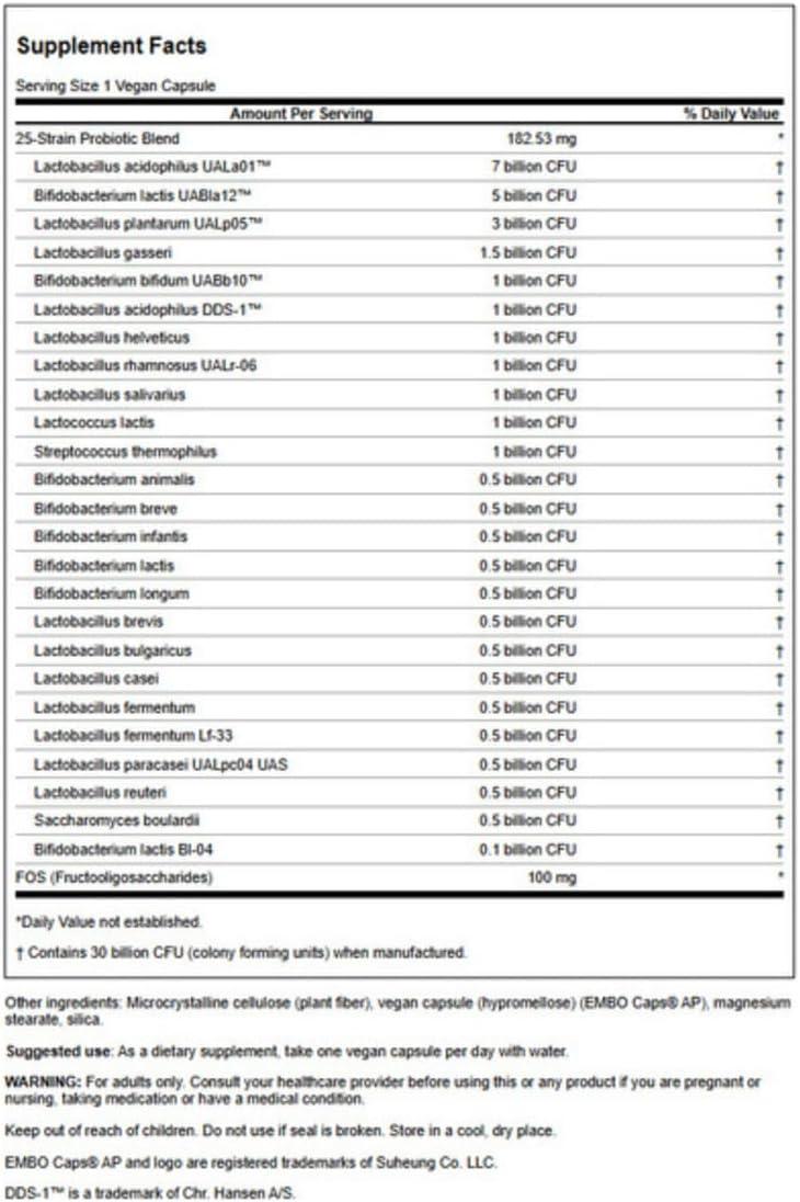 imageSwanson EpicPro 25Strain Probiotic 30 Billion CFU Digestive Health Immune System Support Prebiotic Nutraflora FOS 30 DRcaps Veggie Capsules Caps30 Count Pack of 1