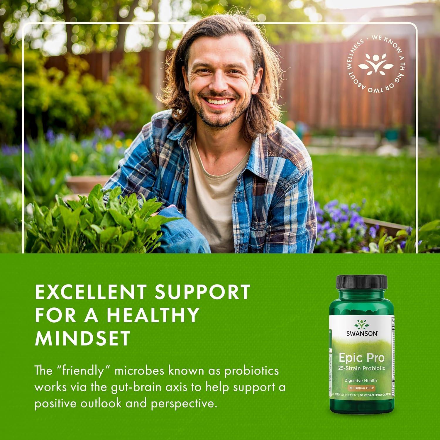 imageSwanson EpicPro 25Strain Probiotic 30 Billion CFU Digestive Health Immune System Support Prebiotic Nutraflora FOS 30 DRcaps Veggie Capsules Caps30 Count Pack of 2