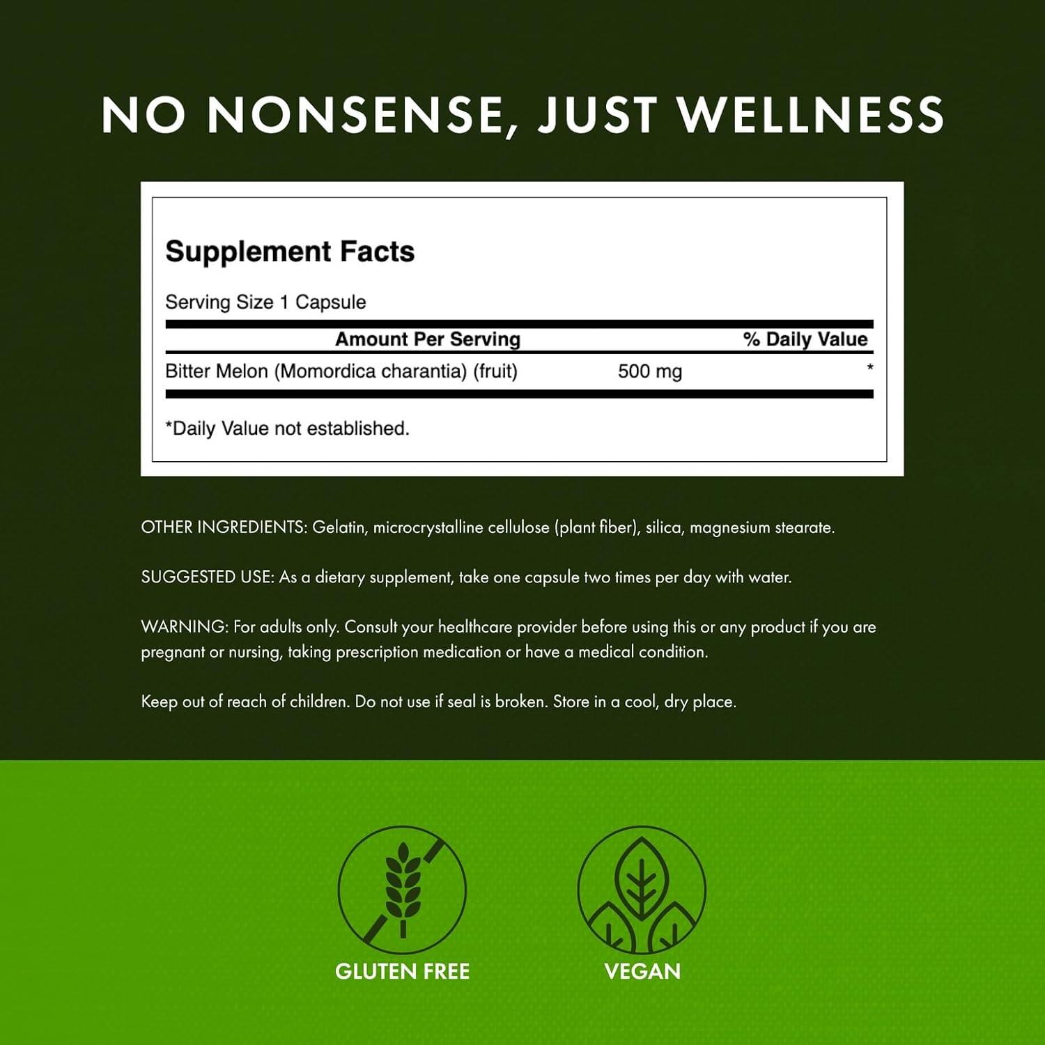 imageSwanson Full Spectrum Bitter Melon Momordica 500 Milligrams 60 Capsules60 count Pack of 1