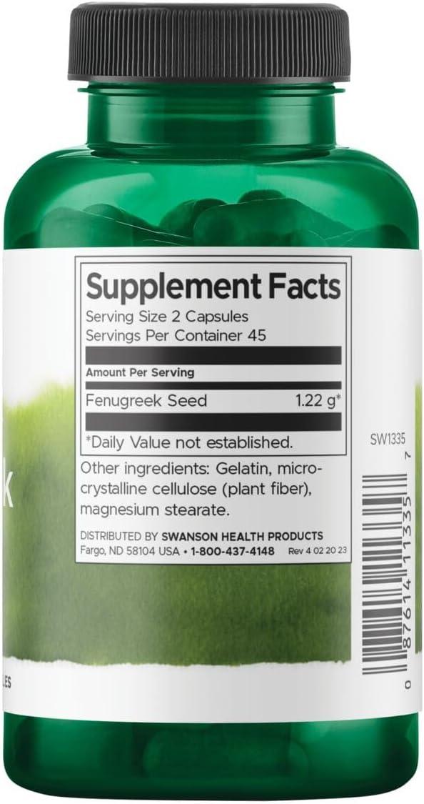 imageSwanson Full Specturm Fenugreek Seed Herbal Supplement 610 Milligrams 90 Capsules
