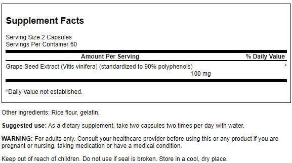 imageSwanson Grape Seed Extract Standardized 50 Milligrams 120 Capsules120 Count Pack of 2