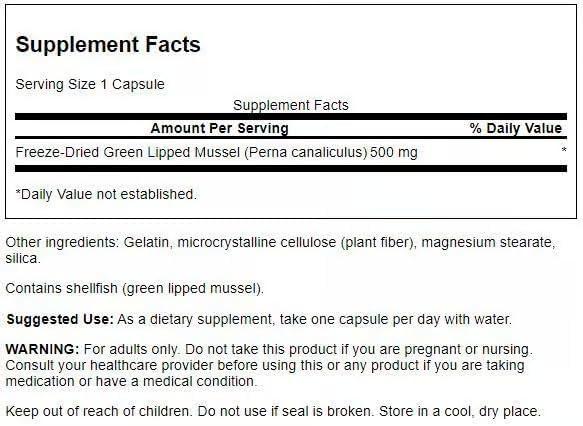 imageSwanson Green Lipped Mussel FreezeDried New Zealand Joint Health amp Mobility Supplement Natural Formula May Support Heart Health amp Digestive Function 60 Capsules 500mg Each60 Count Pack of 2