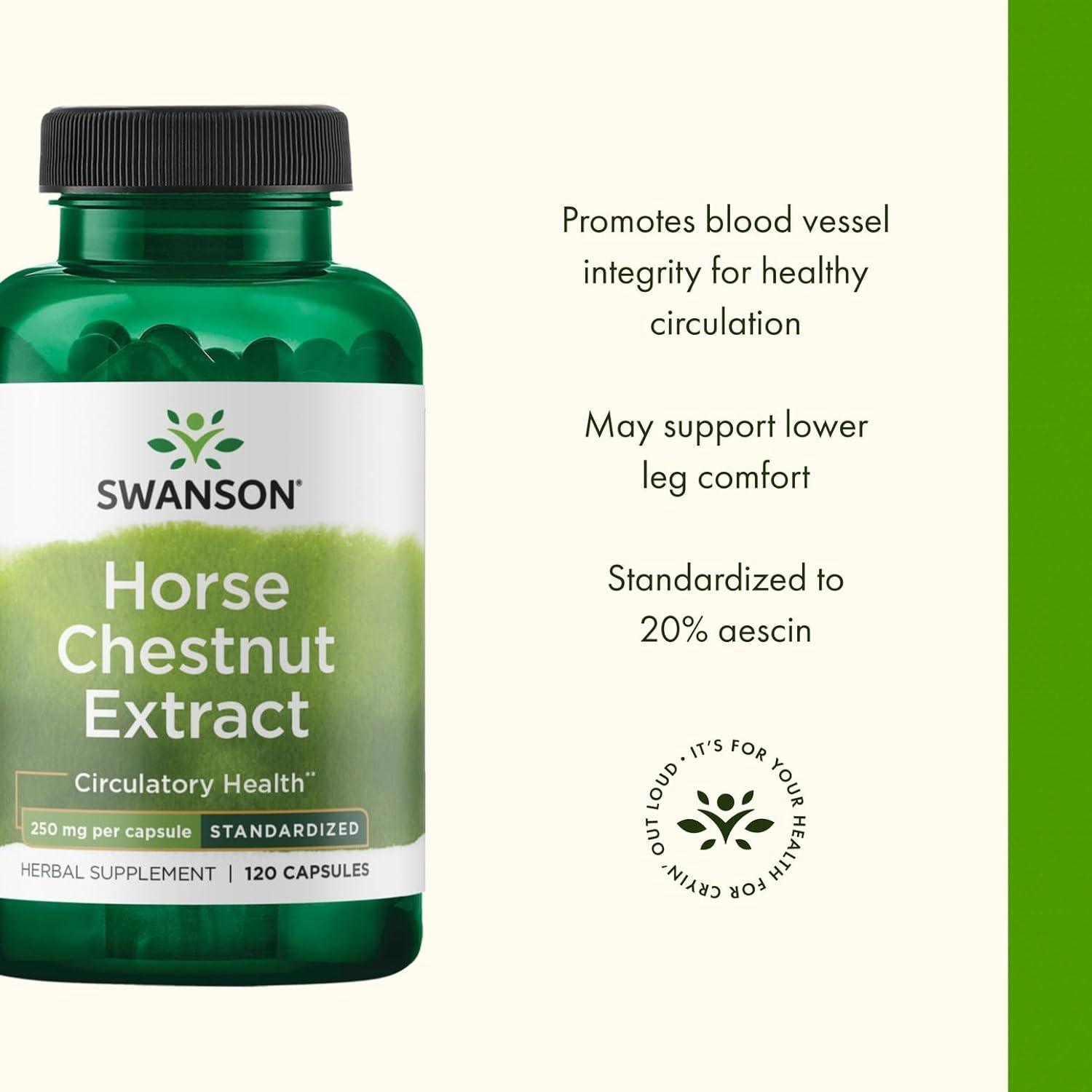 imageSwanson Horse Chestnut 22 Aescin Standardized 250 Milligrams 120 Capsules 2 Pack