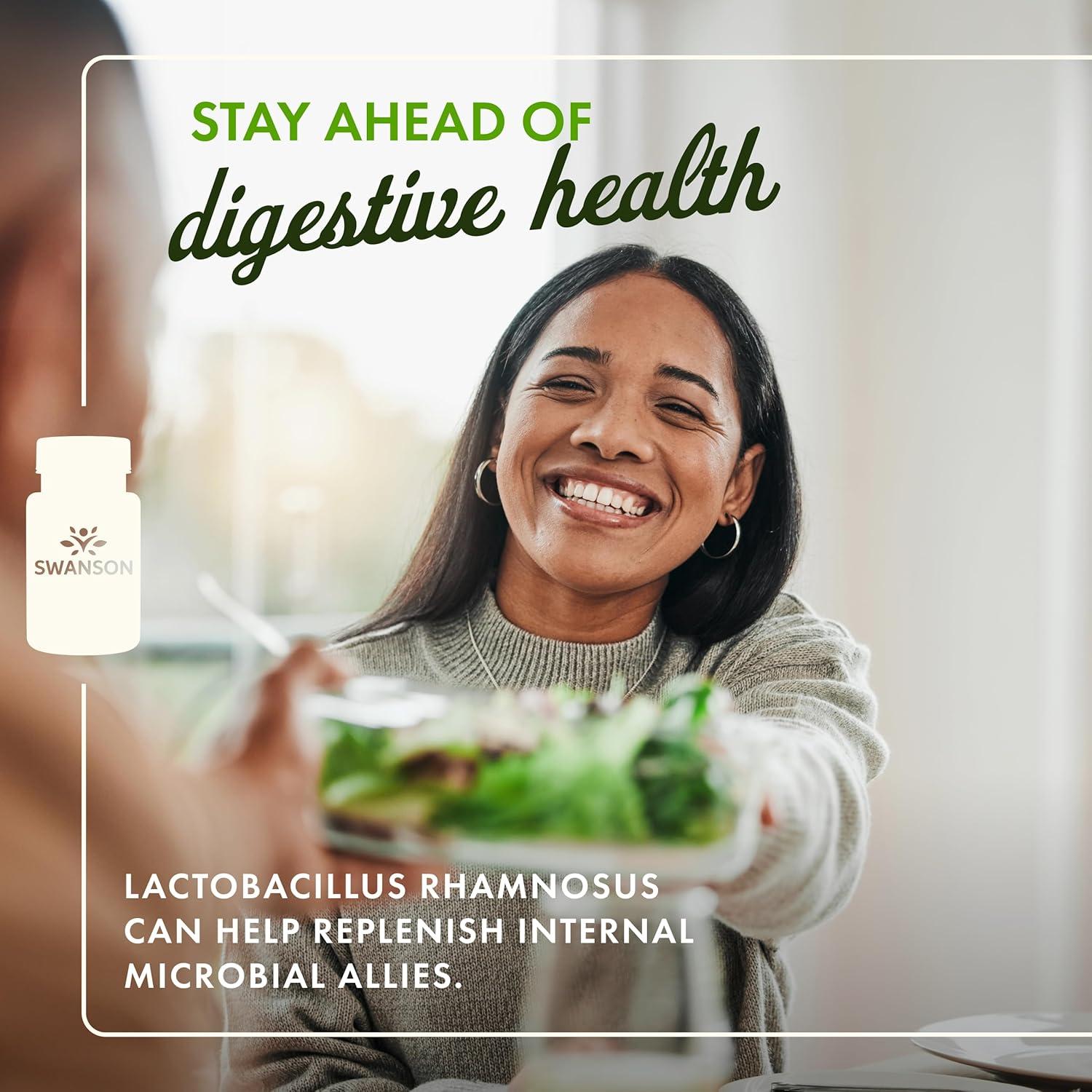 imageSwanson Lactobacillus Rhamnosus with FOS Probiotic Supplement Supports Digestive Health 5 Billion CFU Promotes GI Tract Health During Travel 60 Veggie Caps60 Count Pack of 1