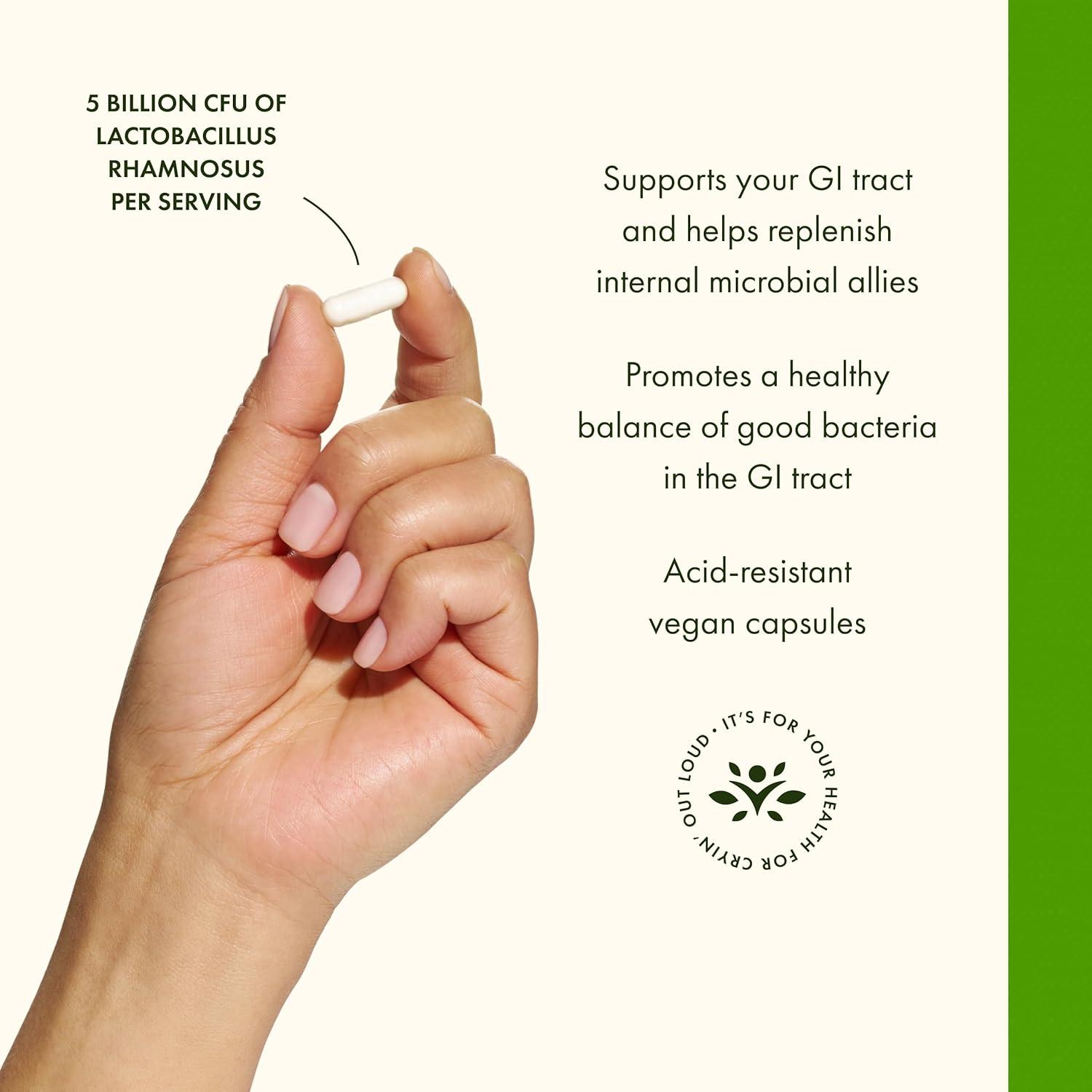 imageSwanson Lactobacillus Rhamnosus with FOS Probiotic Supplement Supports Digestive Health 5 Billion CFU Promotes GI Tract Health During Travel 60 Veggie Caps60 Count Pack of 1