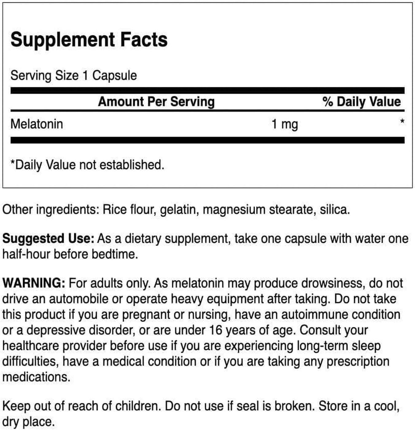 imageSwanson Melatonin Herbal Supplement Sleep and Relaxation 120 Capsules 1mg Each