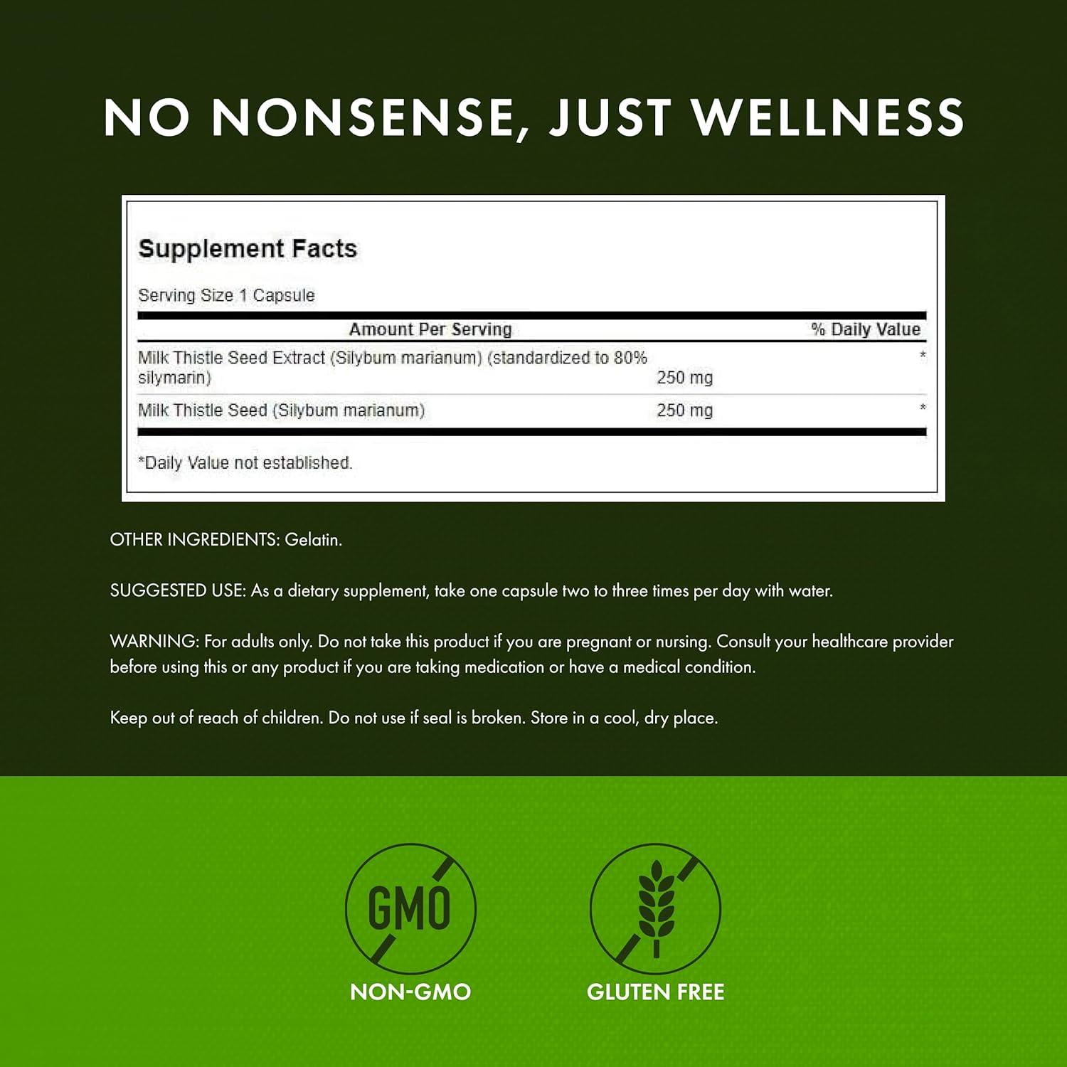 imageSwanson Milk Thistle Standardized Herbal Liver Support Supplement w 80 Silymarin Natural Formula Helping to Maintain Overall Health amp Wellbeing 120 Capsules120 Count Pack of 1