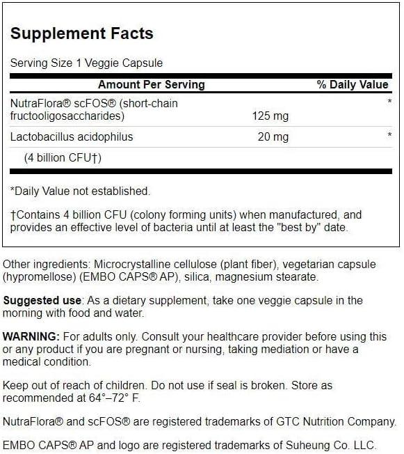 imageSwanson Prolacto Acidophilus 4 Billion Cfu 60 Veg Capsules
