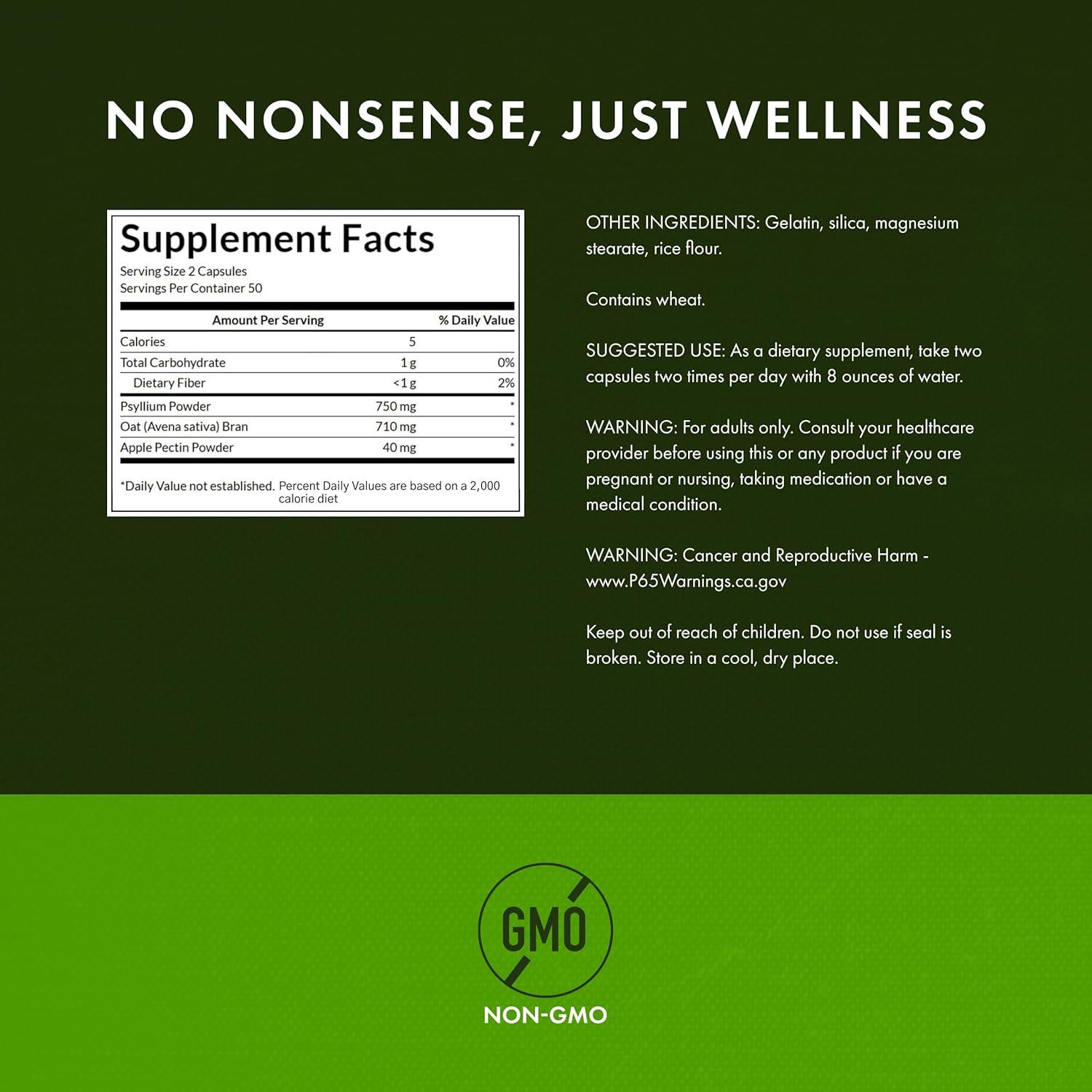 imageSwanson TriFiber Complex Digestive Health Supplement Made with Psyllium Oat Bran amp Apple Pectin 100 Capsules100 Count Pack of 1