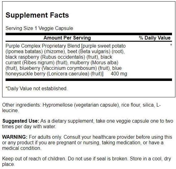 imageSwanson Whole Food Purple Antioxidants Fruit amp Veggie Complex 400 Milligrams 60 Veg Capsules60 Count Pack of 2