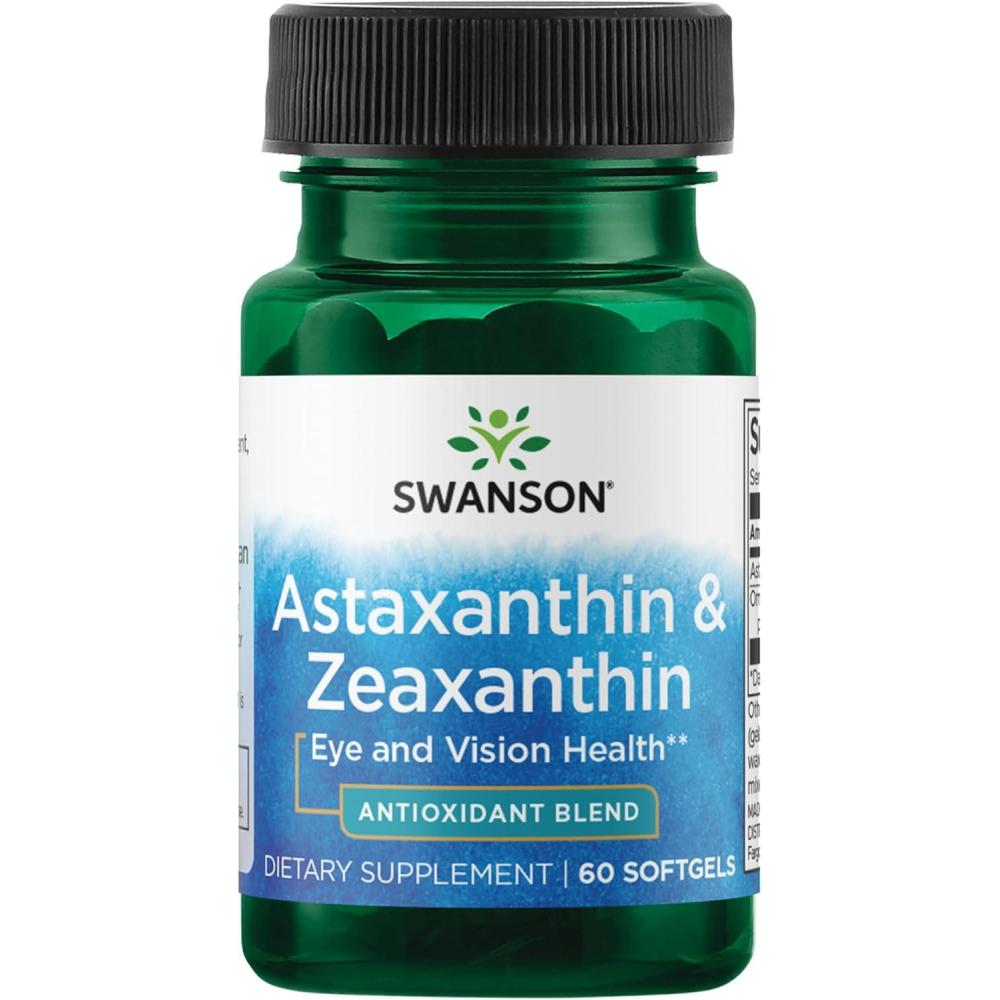 imageSwanson Astaxanthin amp Zeaxanthin Eye Vision Brain Skin Health Antioxidant Support Supplement Astaxanthin 4 mg amp OmniXan Zeaxanthin 4 mg 60 Softgels Sgels60 Count Pack of 1
