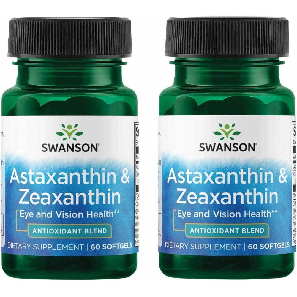 imageSwanson Astaxanthin amp Zeaxanthin Eye Vision Brain Skin Health Antioxidant Support Supplement Astaxanthin 4 mg amp OmniXan Zeaxanthin 4 mg 60 Softgels Sgels60 Count Pack of 2