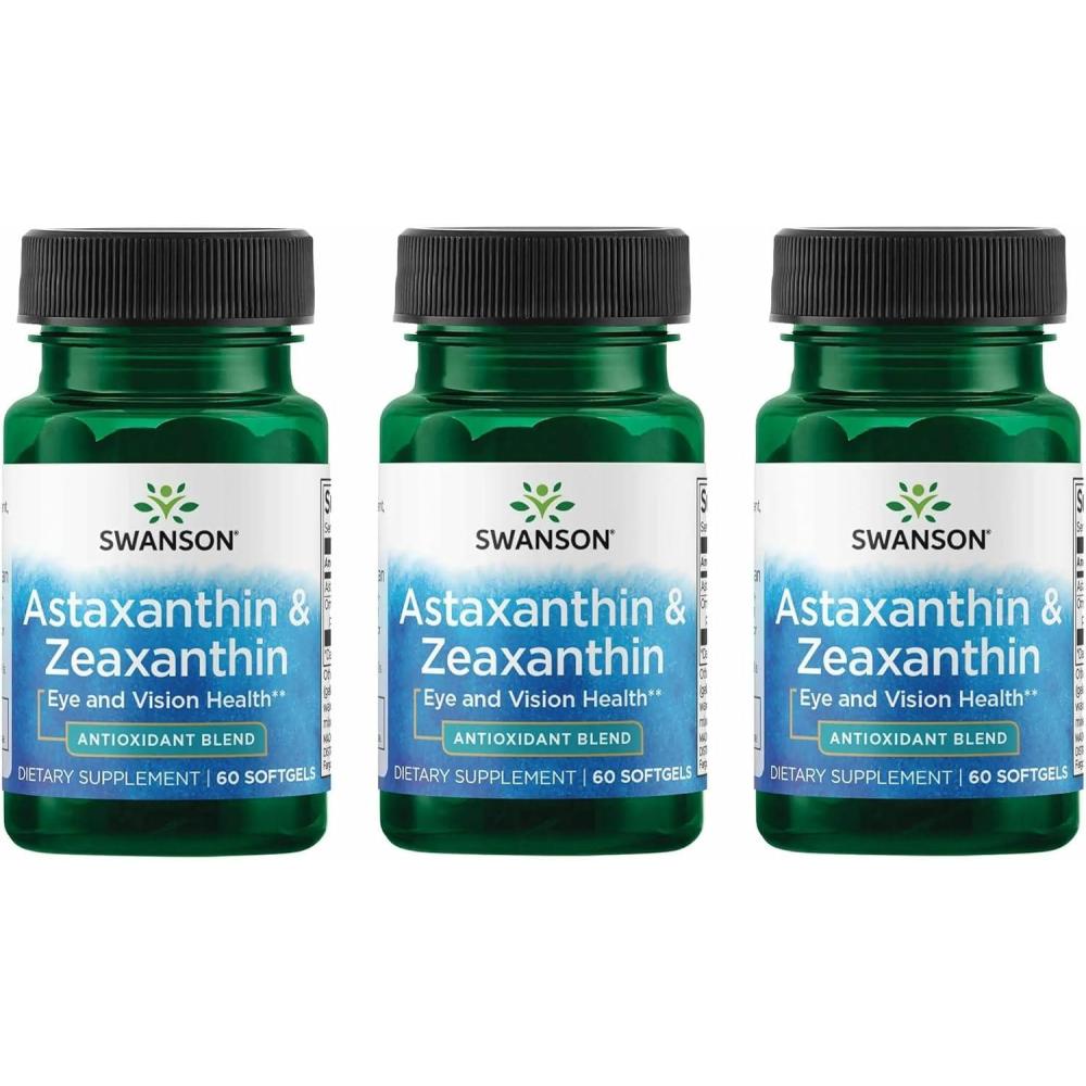 imageSwanson Astaxanthin amp Zeaxanthin Eye Vision Brain Skin Health Antioxidant Support Supplement Astaxanthin 4 mg amp OmniXan Zeaxanthin 4 mg 60 Softgels Sgels60 Count Pack of 3