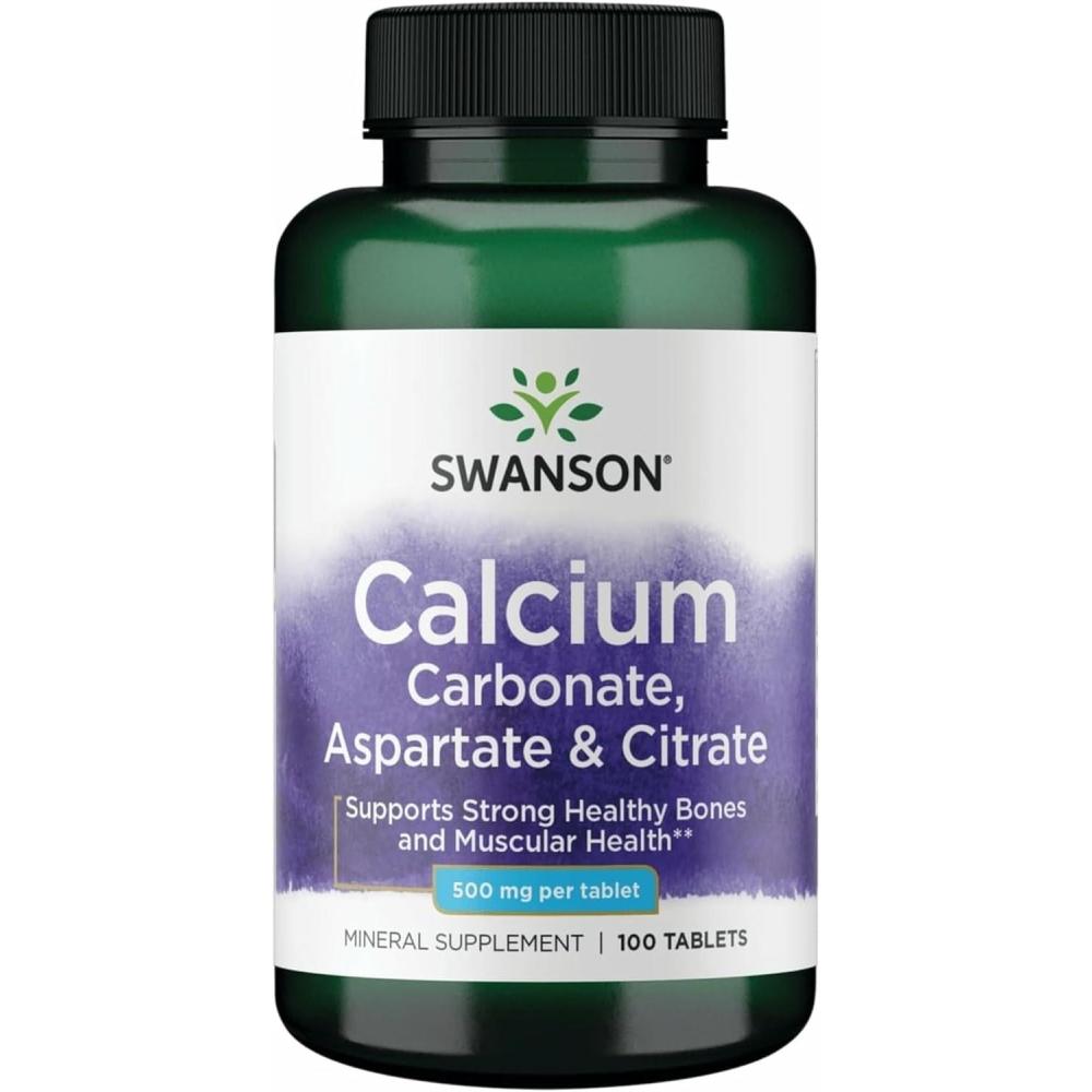 imageSwanson Calcium Carbonate Aspartate amp Citrate 500 Milligrams 100 Tabs