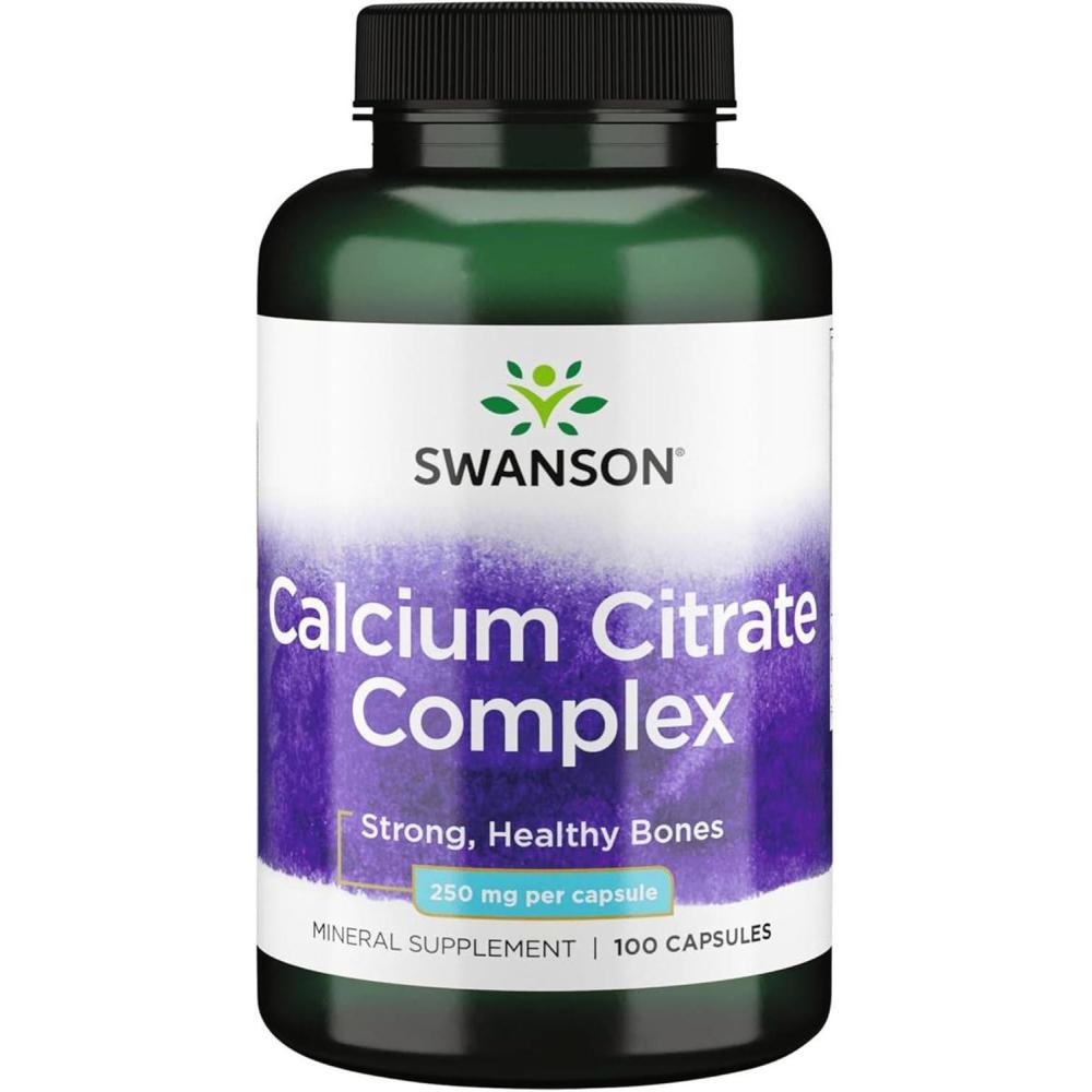 imageSwanson Calcium Citrate Complex Bone Muscle Nerve Health Blood Pressure Support Mineral Supplement 250 mg Calcium from Citrate amp Carbonate 100 Capsules
