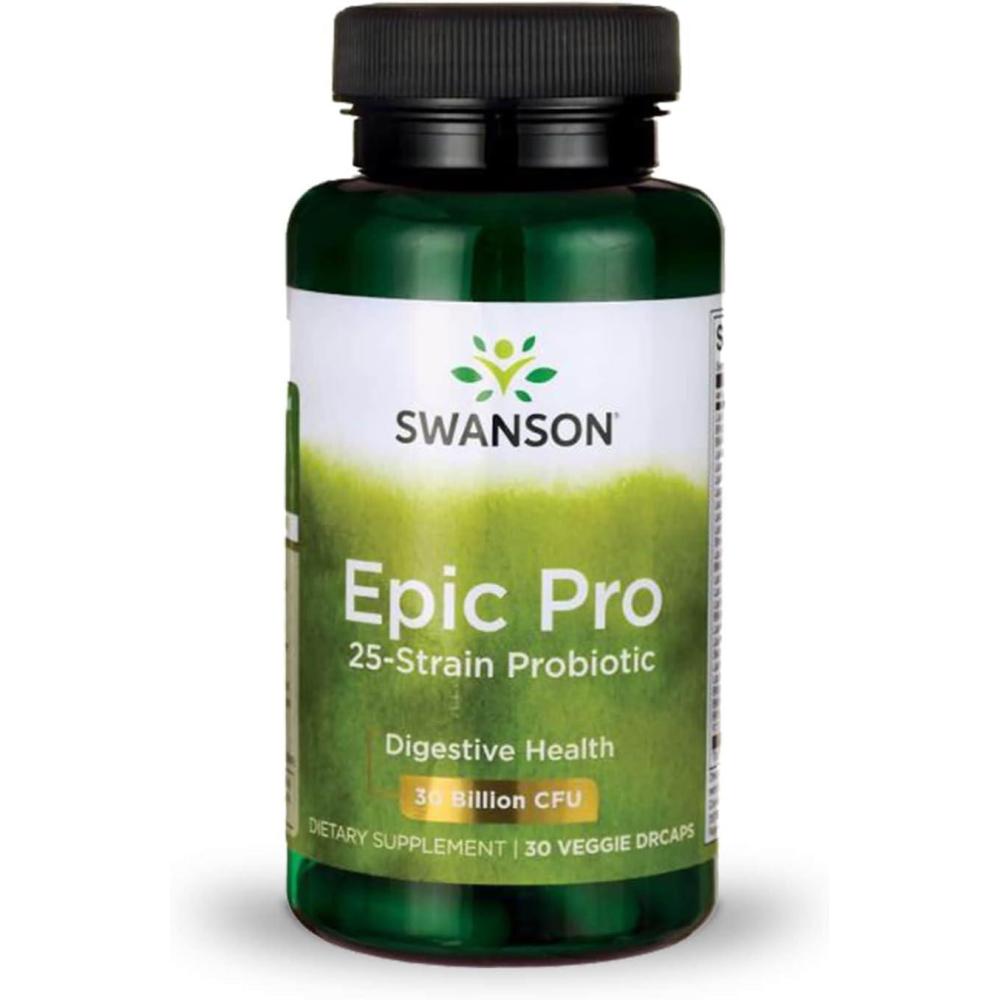 imageSwanson EpicPro 25Strain Probiotic 30 Billion CFU Digestive Health Immune System Support Prebiotic Nutraflora FOS 30 DRcaps Veggie Capsules Caps30 Count Pack of 1