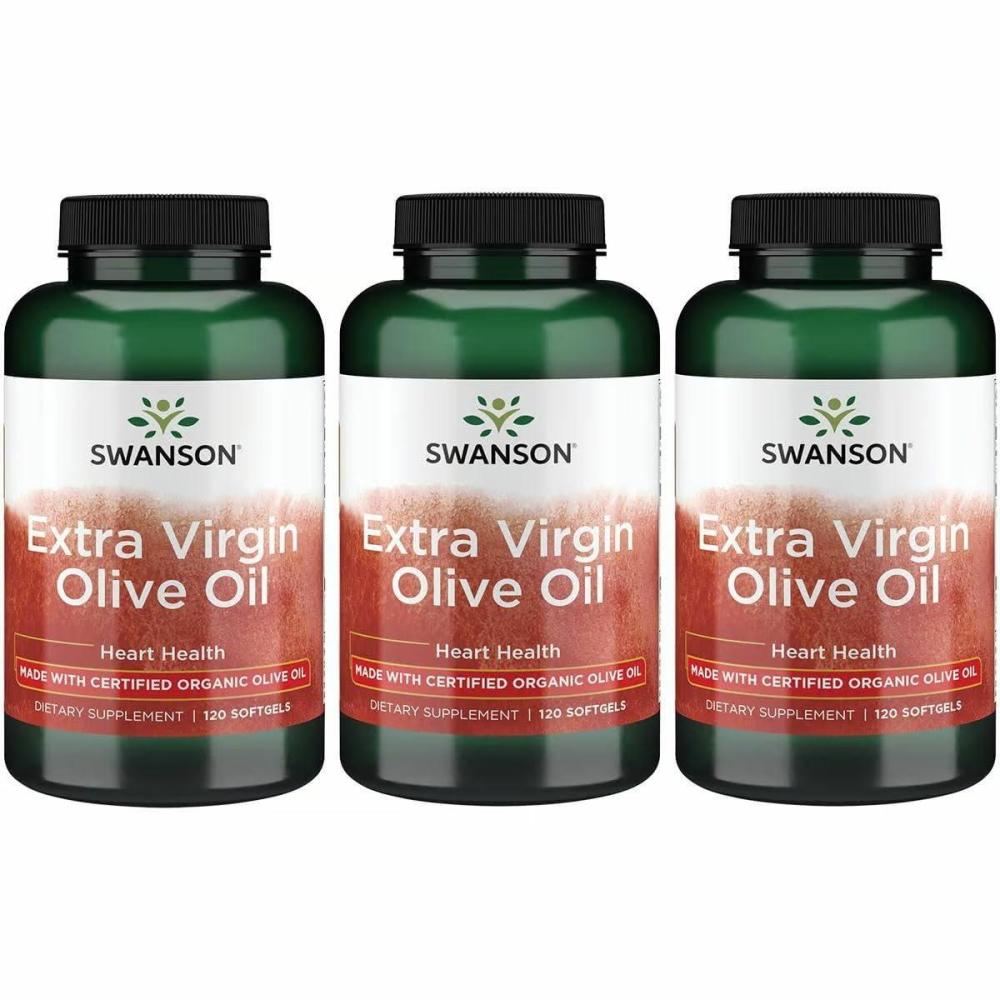 imageSwanson Extra Virgin Olive Oil  Natural Supplement Supporting Cardiovascular Health wEssential Fatty Acids  Made wOrganic ColdPressed Olive Fruit  120 Softgels 1g Each120 Count Pack of 3