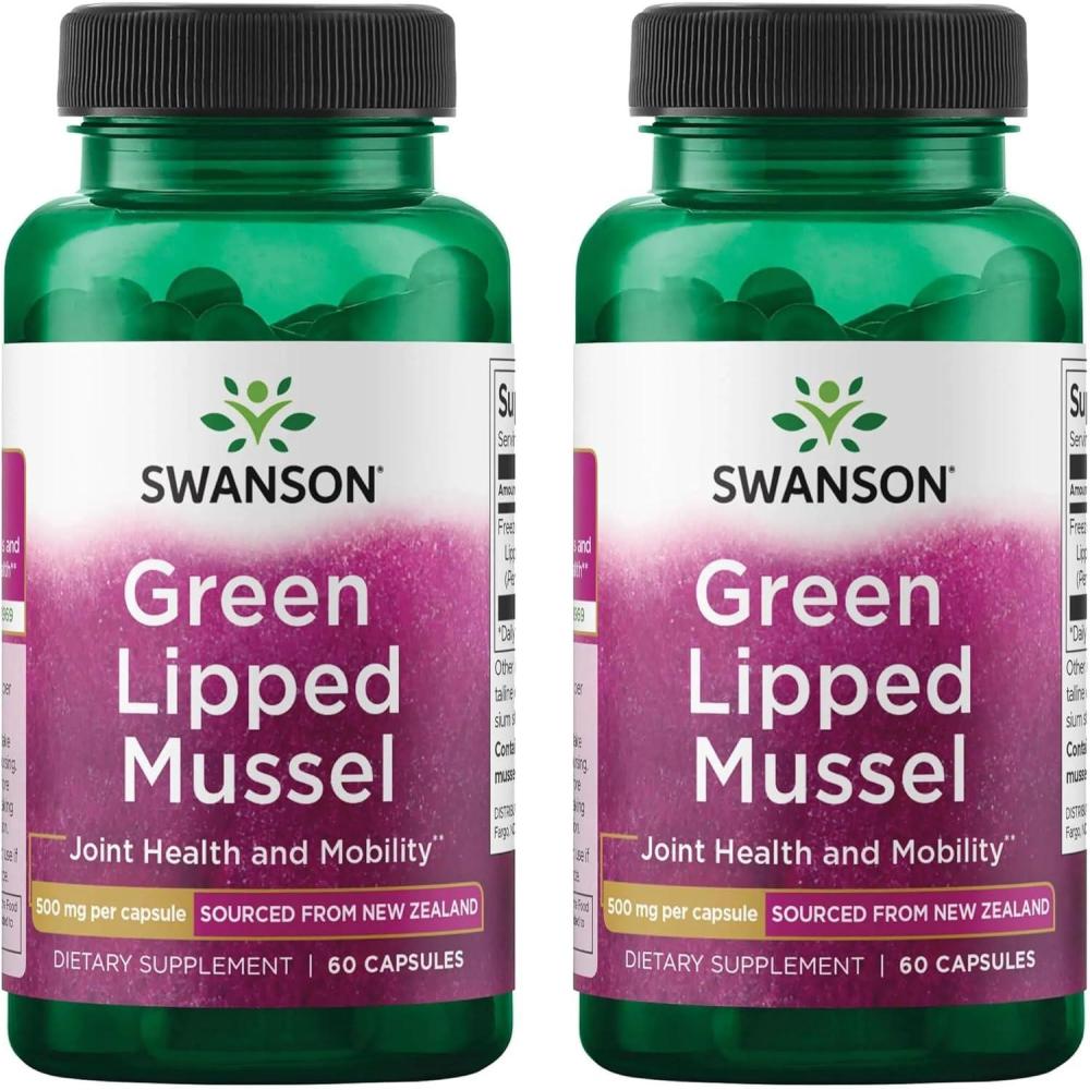 imageSwanson Green Lipped Mussel FreezeDried New Zealand Joint Health amp Mobility Supplement Natural Formula May Support Heart Health amp Digestive Function 60 Capsules 500mg Each60 Count Pack of 2