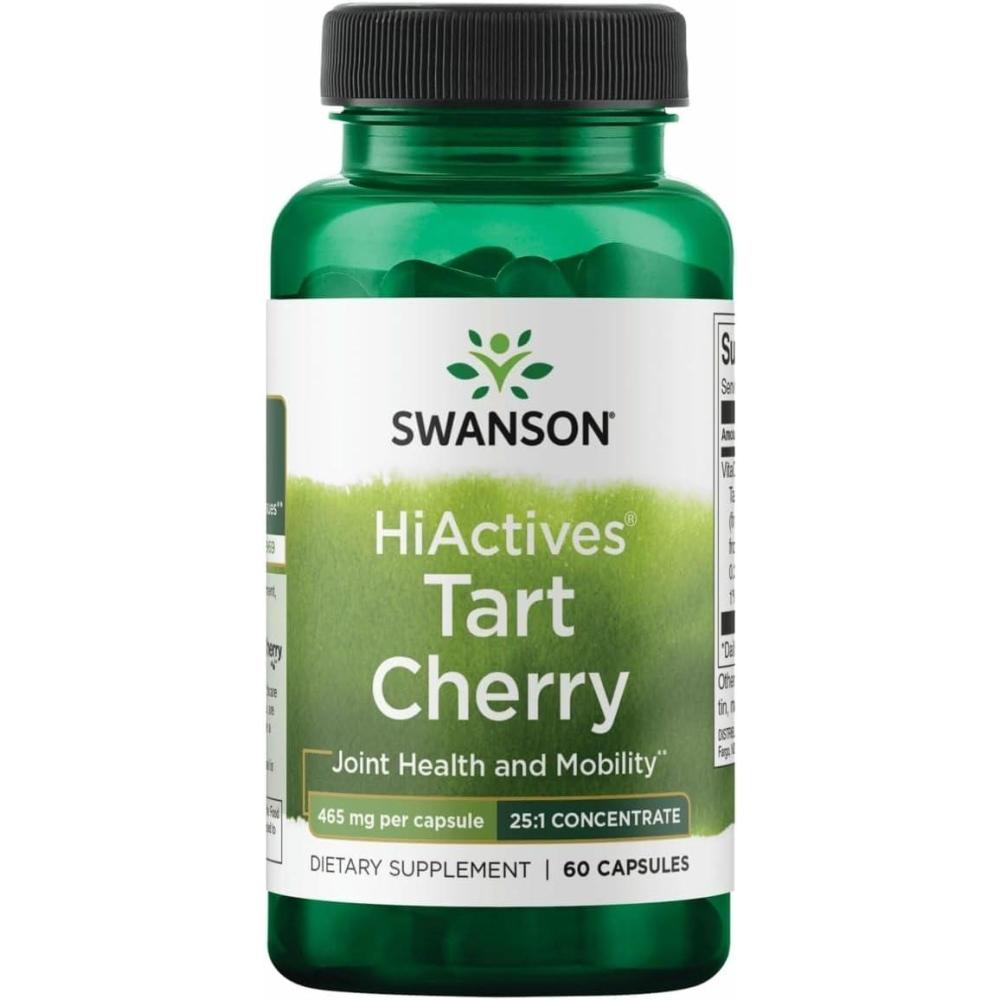 imageSwanson HiActives Tart Cherry  Natural Supplement Supporting Joint Health Mobility amp Flexibility  Helps Strengthen Collagen Structures amp Connective Tissue  60 Capsules 465mg Each60 count Pack of 1