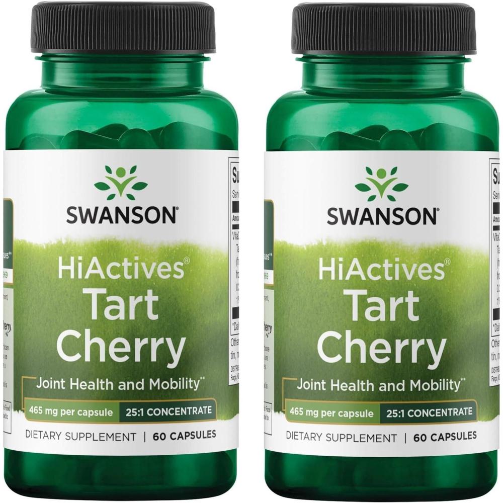 imageSwanson HiActives Tart Cherry Natural Supplement Supporting Joint Health Mobility amp Flexibility Helps Strengthen Collagen Structures amp Connective Tissue 60 Capsules 465mg Each60 Count Pack of 2