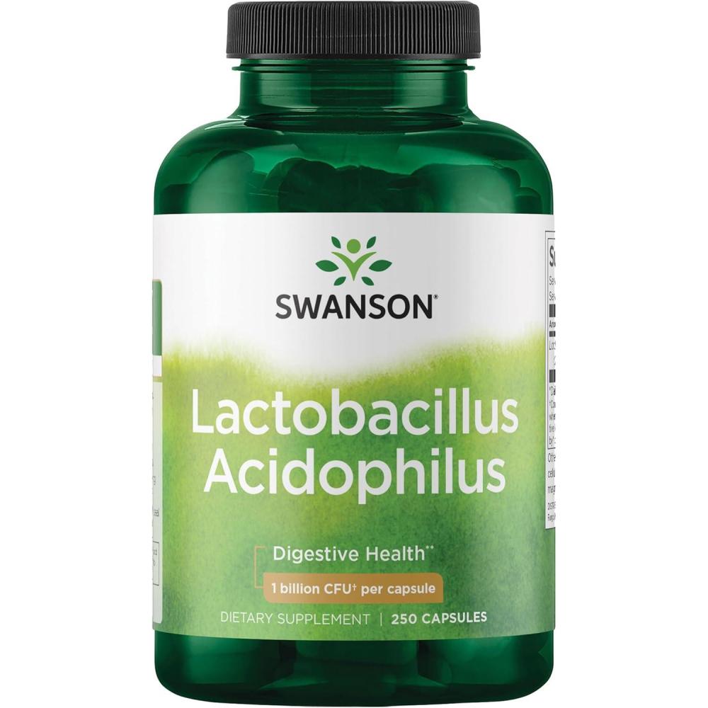 imageSwanson Lactobacillus Acidophilus  Probiotic Supplement Supporting Digestive Health with 1 Billion CFU Per Capsule  Promotes Bowel and GI Tract Health  250 Capsules250 Count Pack of 1