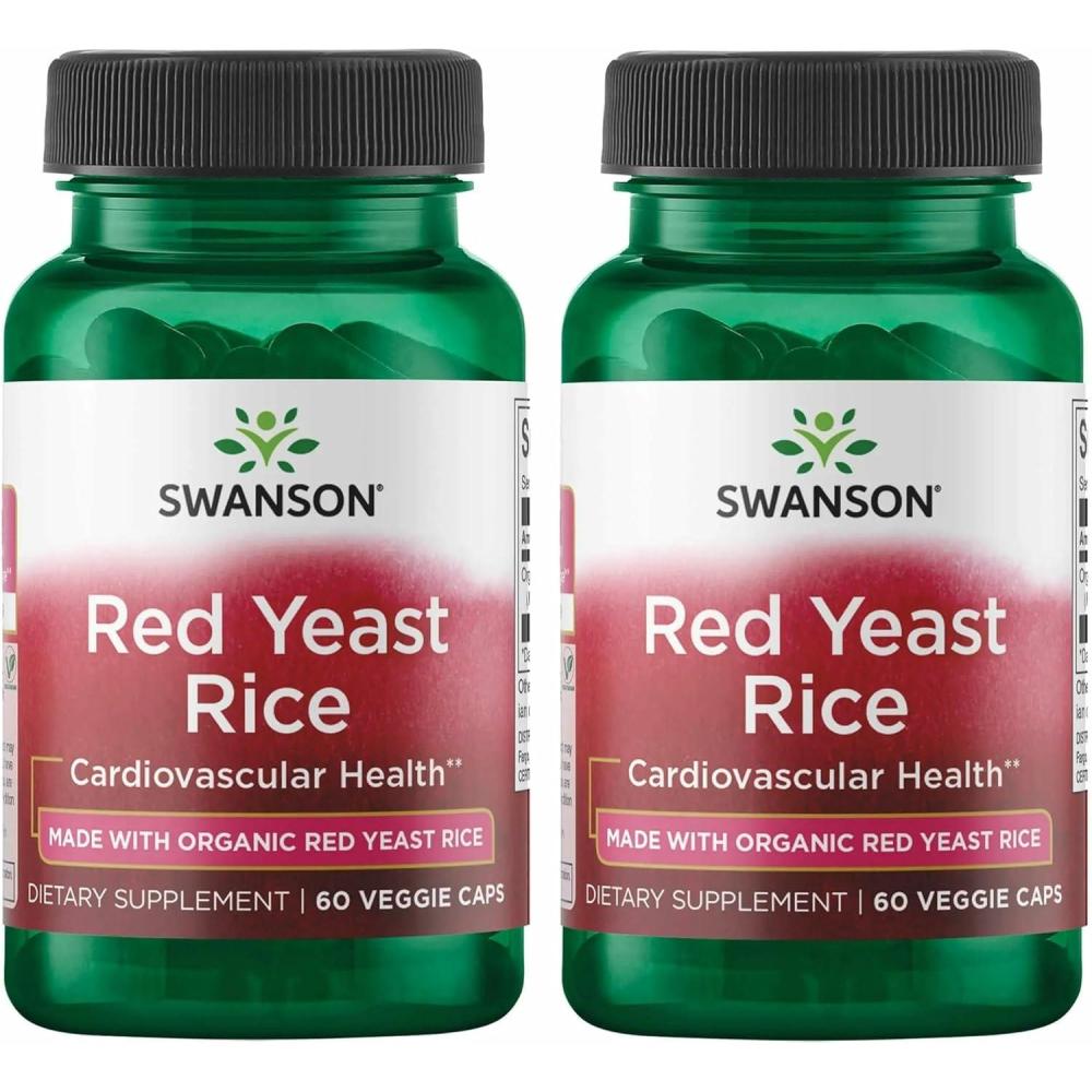 imageSwanson Made with Organic Traditional Red Yeast Rice 600 Milligrams 60 Veg Capsules60 Count Pack of 2